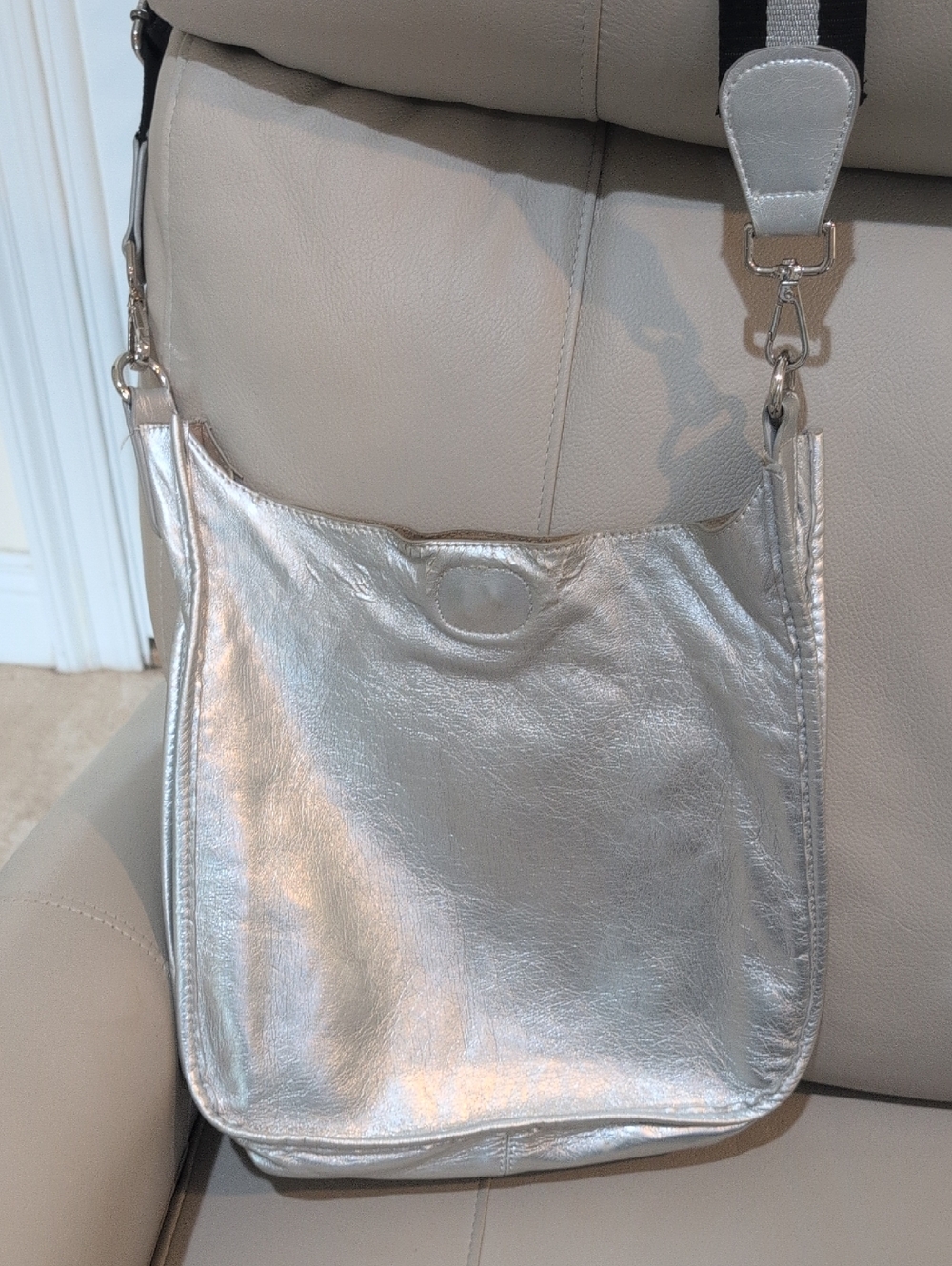 Silver Metallic Crossbody Bag